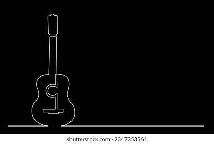 continuous line drawing of classical acoustic guitar