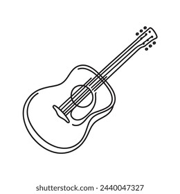 Dibujo de línea continua de guitarra acústica clásica. Guitarra en una línea. Ilustración vectorial.