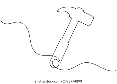 Continuous line drawing of a claw hammer vector minimalist illustration