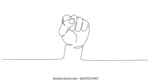 Desenho de linha contínua de um punho cerrado
