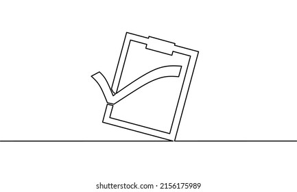 Continuous line drawing of clipboard, business growth, cheklist icon, object one line, single line art, vector illustration