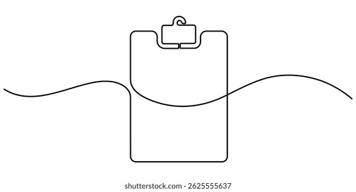 Continuous line drawing of clipboard. Growth graph icon business, bar chart, object one line, single line art, Hand drawn Symbol vector illustration. Editable stroke.