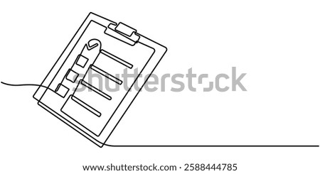  Continuous line drawing of clipboard. Growth graph icon business, bar chart, object one line, single line art, vector illustration,Continuous Line Drawing of Checklist Icon. Hand Drawn Symbol Vector.