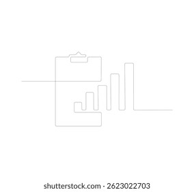 desenho de linha contínua Área de transferência, mostrando o ícone do gráfico de crescimento simbolizando o sucesso dos negócios e o crescimento financeiro.vetor do logotipo dos negócios