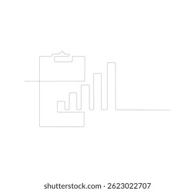 continuous line drawing Clipboard, showing growth chart icon symbolizing business success and financial growth.business logo vector