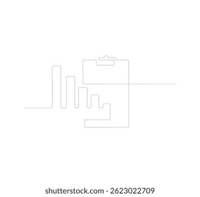 continuous line drawing Clipboard, showing growth chart icon symbolizing business success and financial growth.business logo vector