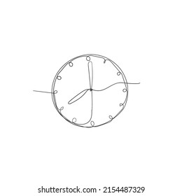 continuous line drawing clock illustration vector isolated