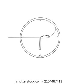 continuous line drawing clock illustration vector isolated