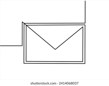 Continuous line drawing of close envelope with a letter