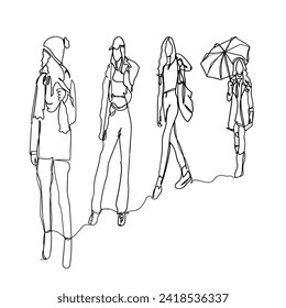 Continuous Line Drawing Clothes for Winter and Autumn. Illustration Icon Vector