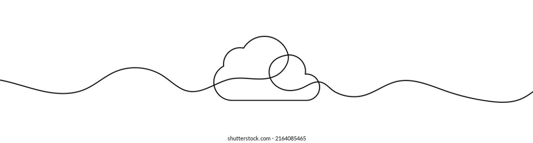 Continuous line drawing cloud  Cloud linear icon  One line drawing background  Vector illustration  Cloud continuous line icon 