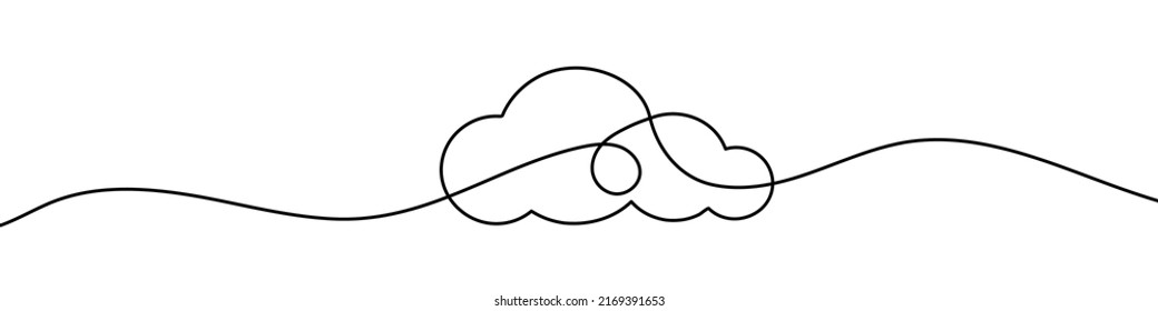 Continuous line drawing of cloud. Cloud linear icon. One line drawing background. Vector illustration. continuous line icon.