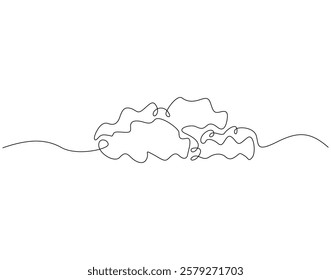 Continuous line drawing of cloud. Single line illustration of cloudy sky. Climate, weather concept. Editable outline