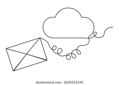Desenho de linha contínua do símbolo de armazenamento em nuvem