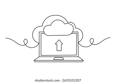 Continuous line drawing of cloud storage symbol