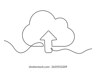 Continuous line drawing of cloud storage symbol