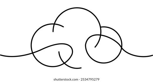 continuous line drawing of cloud symbol. abstract line art illustration