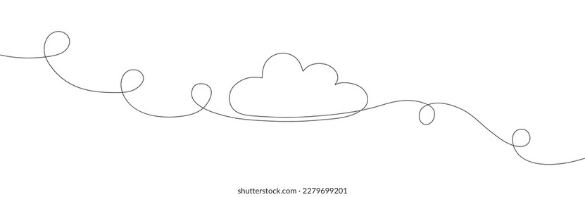 Continuous line drawing. Clouds. Black isolated on white background. Hand drawn vector illustration
