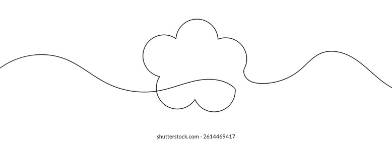 Continuous line drawing. Clouds. Black isolated on white background. Hand drawn vector illustration .EPS 10 .