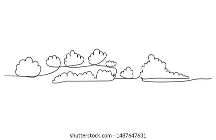 Continuous line drawing. Clouds.doodle hand drawing style