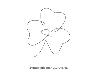Continuous line drawing of clover leaf. Single one line art vector illustration