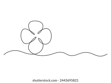 Continuous line drawing of clover leaf. Isolated on white background vector illustration. Pro vector