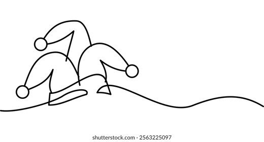 continuous line drawing of clown hat symbol. abstract line art illustration