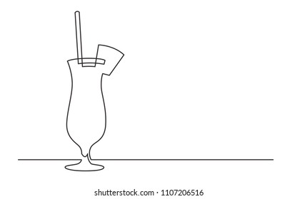 continuous line drawing of cocktail drink