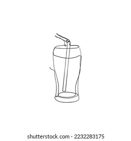 continuous line drawing cocktail glass illustration vector