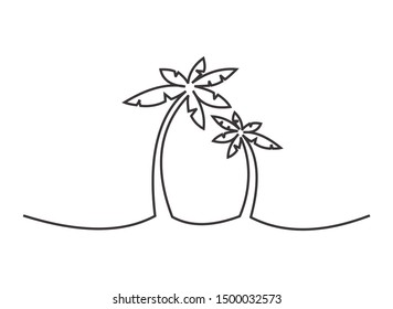 Continuous line drawing of coconut tree vector illustration