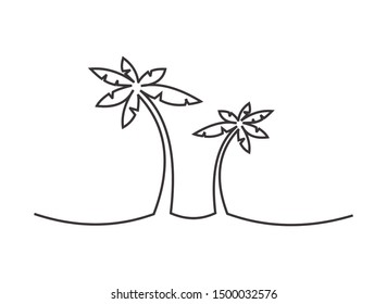 Continuous line drawing of coconut tree vector illustration