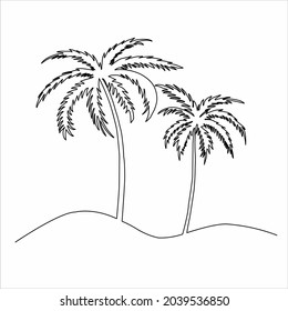 Continuous line drawing of coconut tree vector illustration