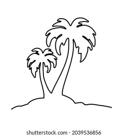 Continuous line drawing of coconut tree vector illustration