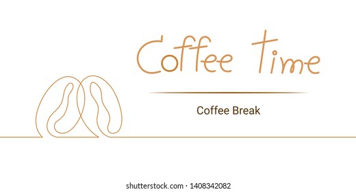 continuous line drawing of coffee bean on white background. time for relax.