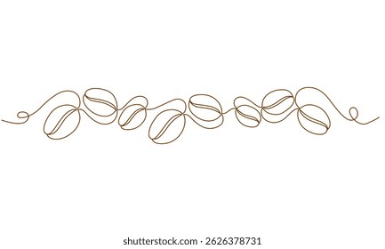 Continuous Line Drawing of Coffee beanIcon.Vector illustration eps 10