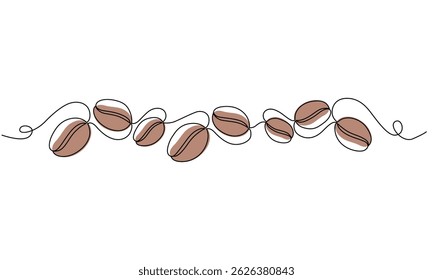 Continuous Line Drawing of Coffee beanIcon.Vector illustration