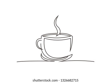 continuous line drawing of coffee cup vector