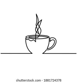 Continuous line drawing of Coffee cup, single line, vector ilustration