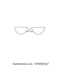 Continuous line drawing of coffee cup, two design, object one line, single line art, vector illustration