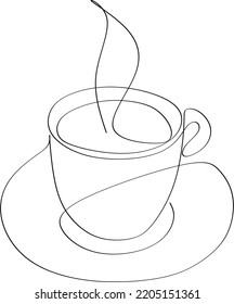 Continuous line drawing of coffee cup. Vector illustration