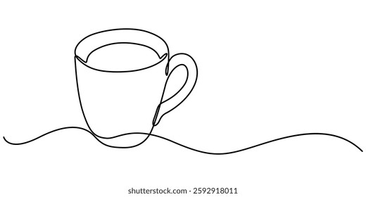 Continuous line drawing coffee cup. Hot drinks concept. Vector illustration, Coffee cup continuous line sketch tea icon cafe sketch drink single art outline mug logo food. Doodle cup line abstract pro