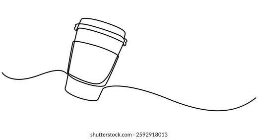 Continuous line drawing coffee cup. Hot drinks concept. Vector illustration, Coffee cup continuous line sketch tea icon cafe sketch drink single art outline mug logo food. Doodle cup line abstract pro