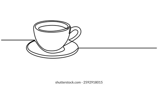 Continuous line drawing coffee cup. Hot drinks concept. Vector illustration, Coffee cup continuous line sketch tea icon cafe sketch drink single art outline mug logo food. Doodle cup line abstract pro