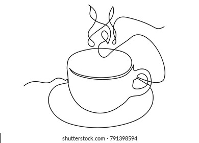 continuous line drawing Coffee cup