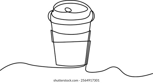 Continuous Line Drawing of Coffee Icon vector illustration