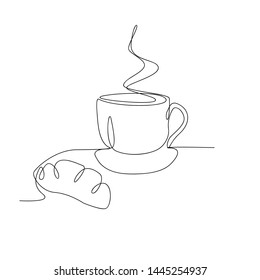 continuous line drawing of coffee. isolated sketch drawing of coffee line concept. outline thin stroke vector illustration