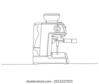 Continuous line drawing of coffee machine. Single line illustration of coffee maker machine. International coffee day concept. Editable outline