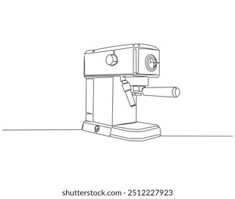 Continuous line drawing of coffee machine. Single line illustration of coffee maker machine. International coffee day concept. Editable outline