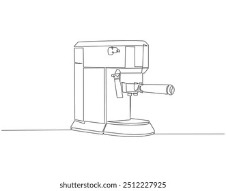 Continuous line drawing of coffee machine. Single line illustration of coffee maker machine. International coffee day concept. Editable outline