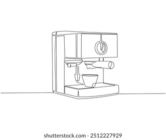 Continuous line drawing of coffee machine. Single line illustration of coffee maker machine. International coffee day concept. Editable outline